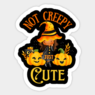 Not Creepy Just Cute, Adorable Witch Sticker